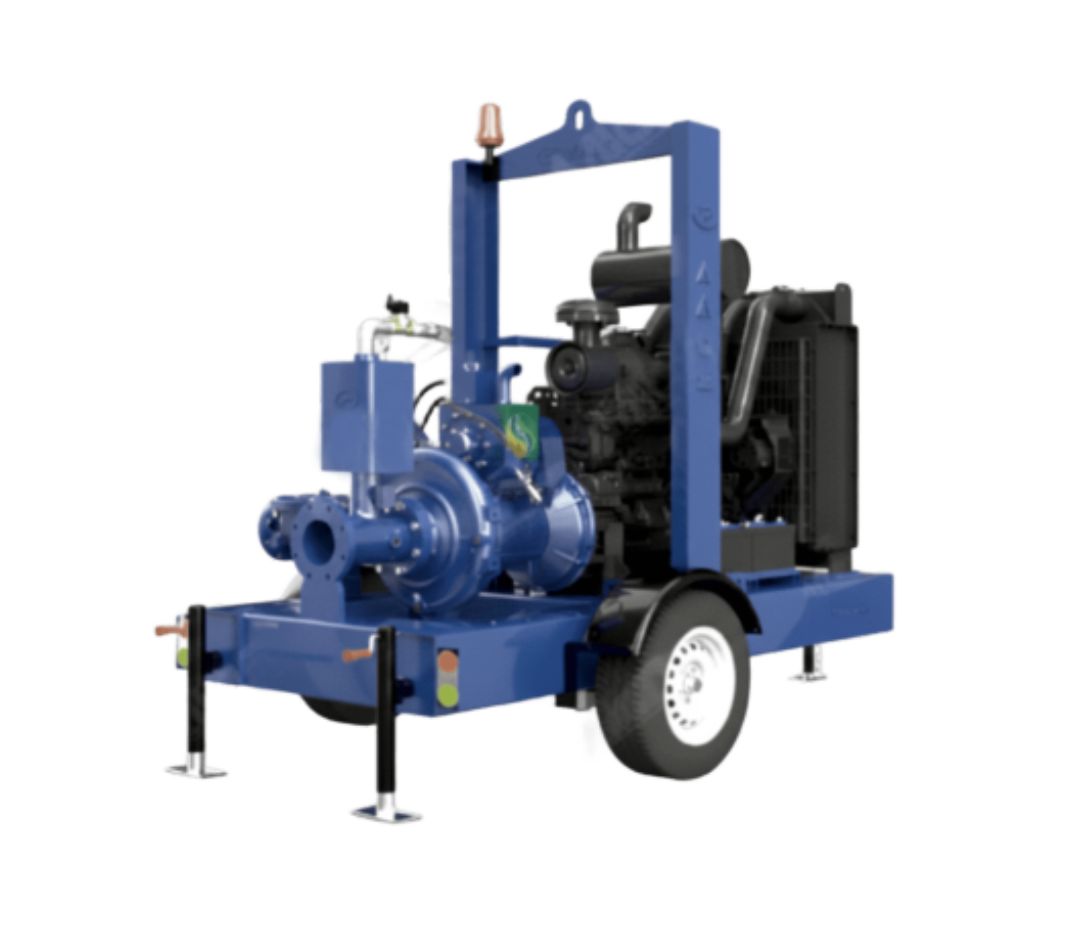 Bomba de escorva a seco AllPrime Bombas modelo SDP 125 440 SP E, equipamento robusto para drenagem de cavas, pedreiras e mineração de agregados.